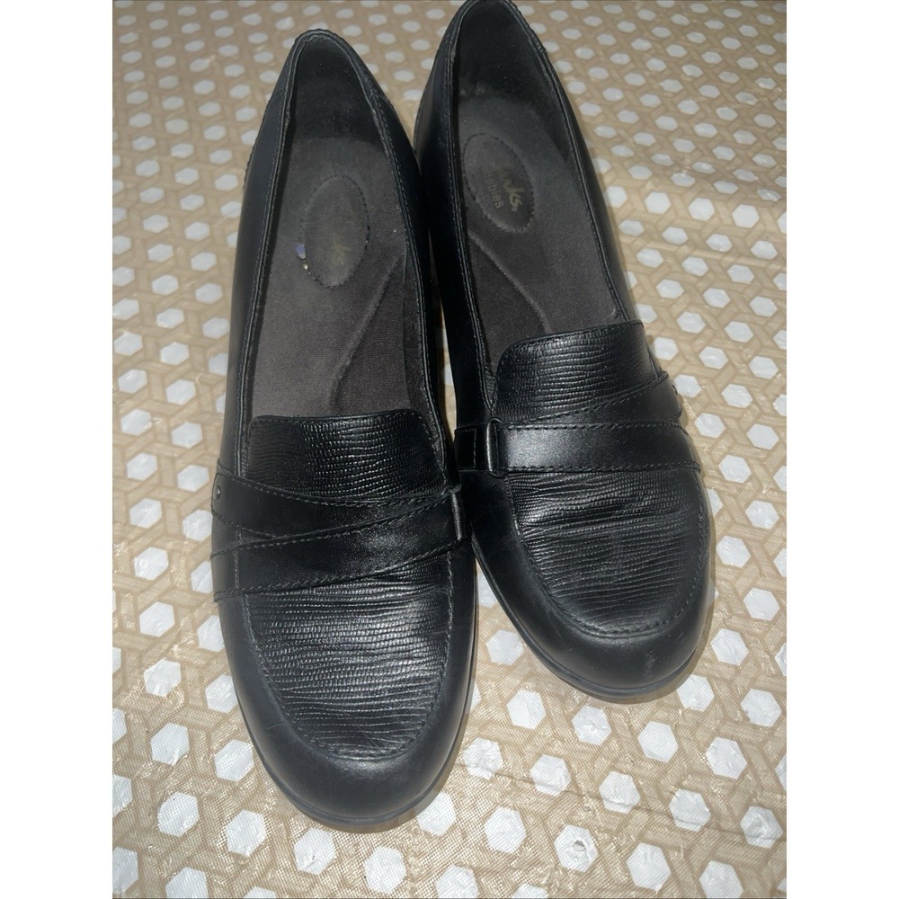 Clarks Bendable Leather Pumps Black Size 10M
